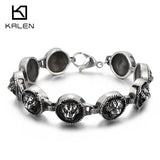 Punk Rocker Animal Head Chain Bracelet Stainless Steel Men's Ghost Bracelet