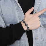 Punk Rocker Animal Head Chain Bracelet Stainless Steel Men's Ghost Bracelet