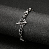 Retro Totem Texture Chain Charm Men's Steel Bracelet Clasp