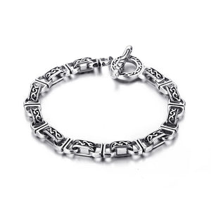 Retro Totem Texture Chain Charm Men's Steel Bracelet Clasp