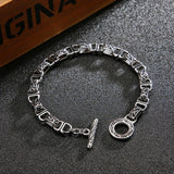 Retro Totem Texture Chain Charm Men's Steel Bracelet Clasp