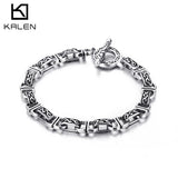 Retro Totem Texture Chain Charm Men's Steel Bracelet Clasp