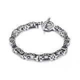 Retro Totem Texture Chain Charm Men's Steel Bracelet Clasp