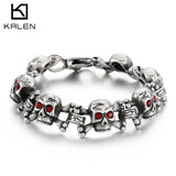 Skull Bracelet Men Stainless Steel Rhinestone Gothic Punk Jewelry