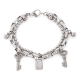 Key Lock Bracelet Stainless Steel Charm Jewelry