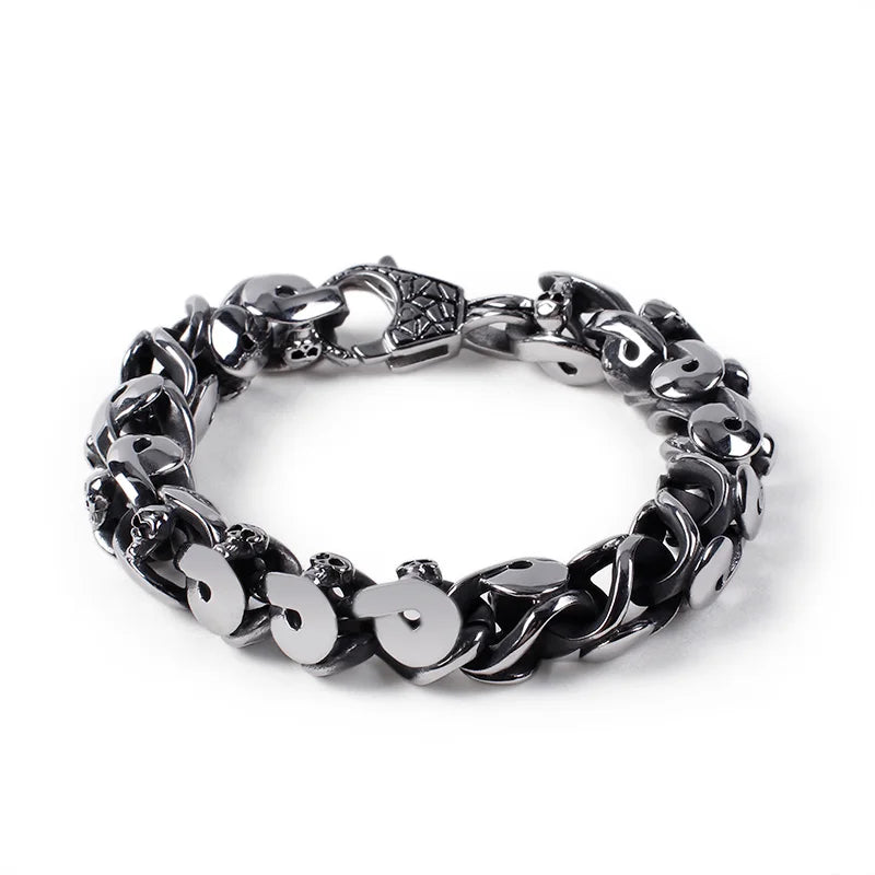Stainless Steel Men's Skull Punk Style Bracelet
