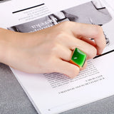 Stainless Steel Square Stone Ring Non-Tarnish Stackable Rings
