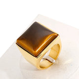 Stainless Steel Square Stone Ring Non-Tarnish Stackable Rings