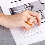 Stainless Steel Square Stone Ring Non-Tarnish Stackable Rings