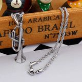 Men's Stainless Steel Trumpet Pendant Necklace with Long Chain
