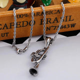 Men's Stainless Steel Trumpet Pendant Necklace with Long Chain