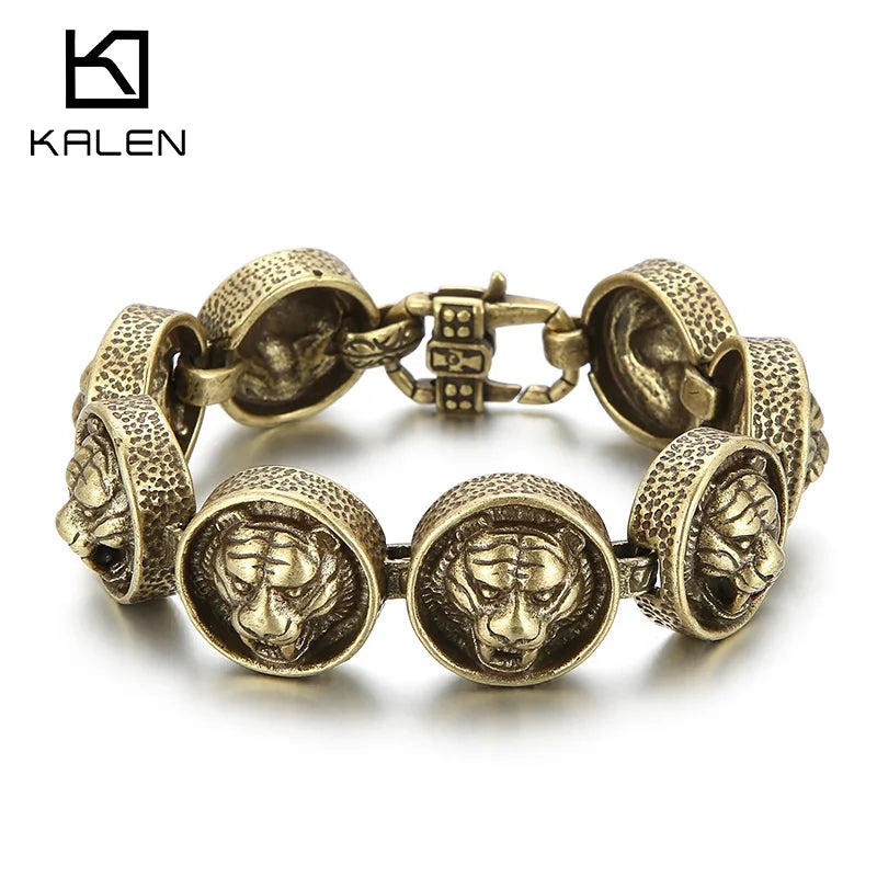 Vintage Tiger Bracelet For Mens Stainless Steel High Jewelry Charm Chain Punk