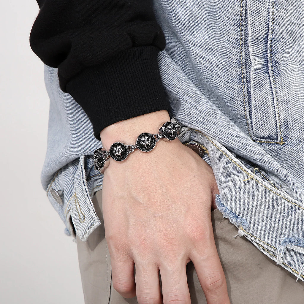 Vintage Tiger Bracelet For Mens Stainless Steel High Jewelry Charm Chain Punk