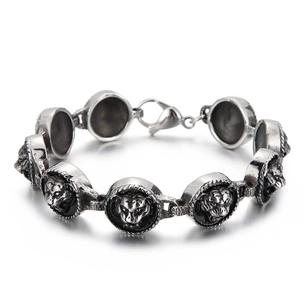 Vintage Tiger Bracelet For Mens Stainless Steel High Jewelry Charm Chain Punk