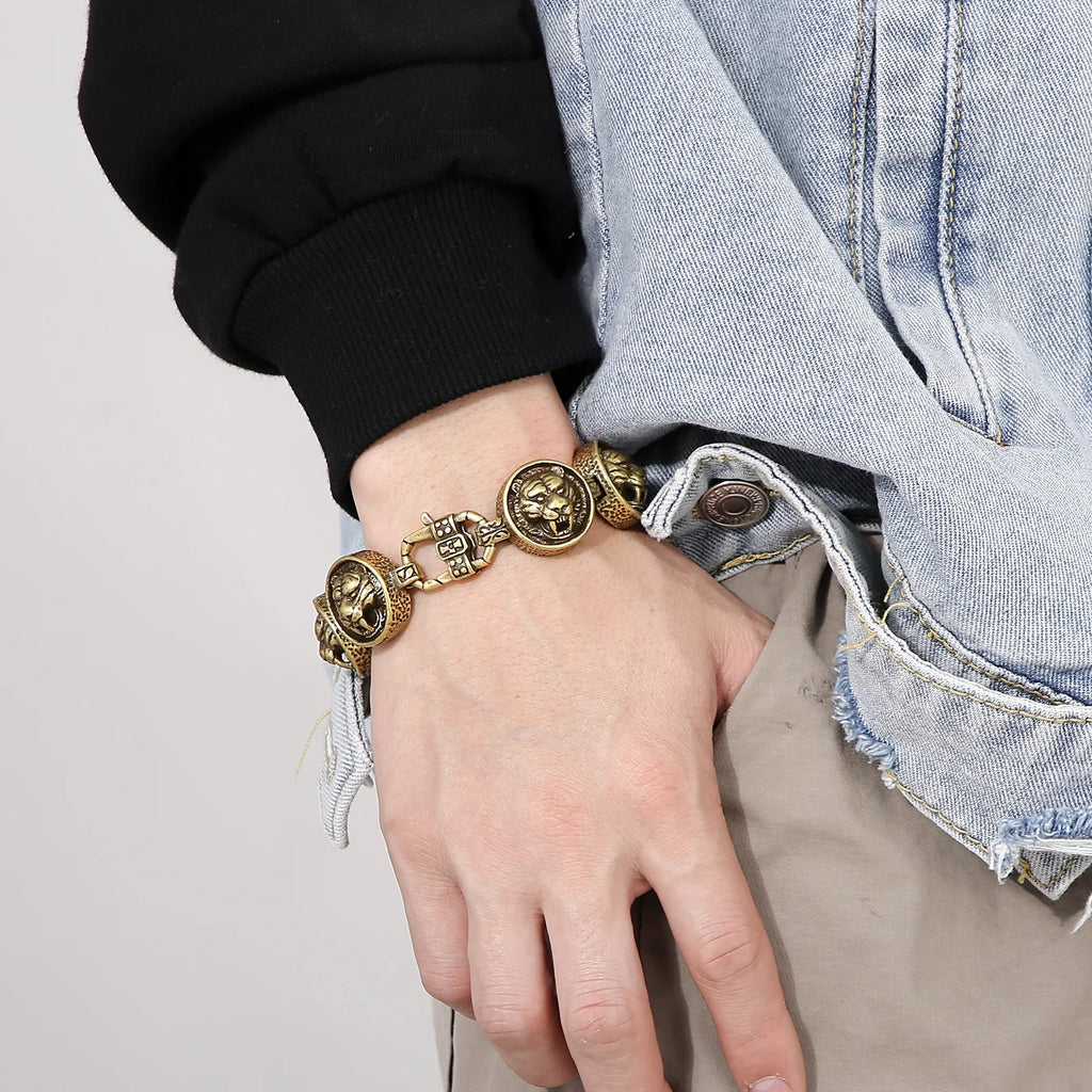Vintage Tiger Bracelet For Mens Stainless Steel High Jewelry Charm Chain Punk