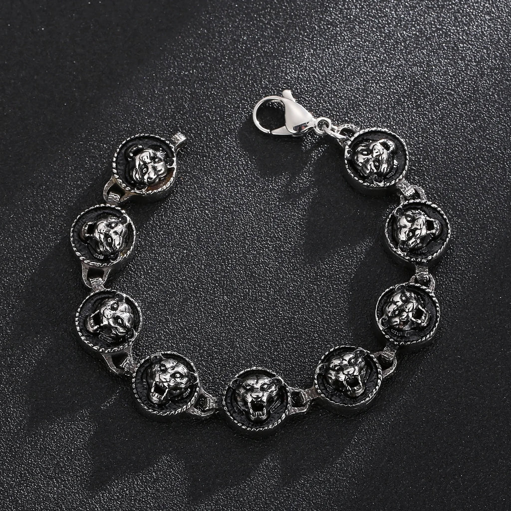 Vintage Tiger Bracelet For Mens Stainless Steel High Jewelry Charm Chain Punk