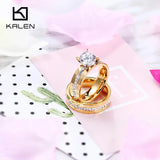 Stainless Steel Couples Promise Rings Crystal Love Bang Engagement