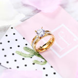 Stainless Steel Couples Promise Rings Crystal Love Bang Engagement