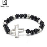 Women's Stainless Steel Bead Cross Bracelet