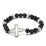 Women's Stainless Steel Bead Cross Bracelet