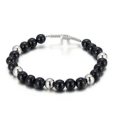 Women's Stainless Steel Bead Cross Bracelet