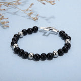 Women's Stainless Steel Bead Cross Bracelet