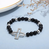Women's Stainless Steel Bead Cross Bracelet