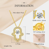 Kaletine Silver Crystal Evil Eye Hand Hamsa Pendant Necklace