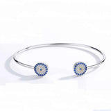 Kaletine 925 Silver Evil Eye Bracelet Luck Bangle Hamsa Hand Moon Zircon