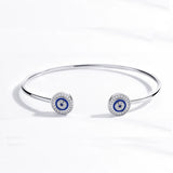 Kaletine 925 Silver Evil Eye Bracelet Luck Bangle Hamsa Hand Moon Zircon