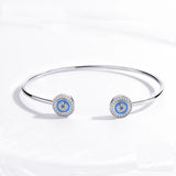 Kaletine 925 Silver Evil Eye Bracelet Luck Bangle Hamsa Hand Moon Zircon
