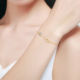 925 Silver Link Bracelet Hamsa Hand Evil Eye Charm Rose Jewelry