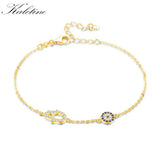 925 Silver Link Bracelet Hamsa Hand Evil Eye Charm Rose Jewelry