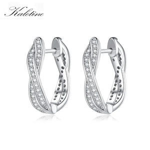 Kaletine 925 Silver Double Hoop Heart Round Zircon Earrings