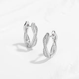 Kaletine 925 Silver Double Hoop Heart Round Zircon Earrings