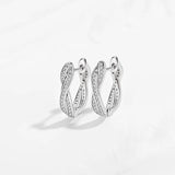 Kaletine 925 Silver Double Hoop Heart Round Zircon Earrings