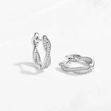 Kaletine 925 Silver Double Hoop Heart Round Zircon Earrings