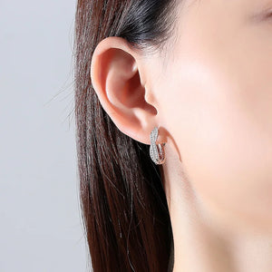 Kaletine 925 Silver Double Hoop Heart Round Zircon Earrings