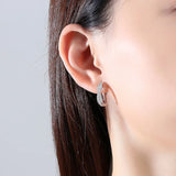 Kaletine 925 Silver Double Hoop Heart Round Zircon Earrings