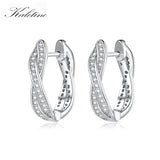 Kaletine 925 Silver Double Hoop Heart Round Zircon Earrings