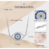 Kaletine 925 Silver Evil Eye Necklace Lucky Eyes Punk Pendant Necklaces
