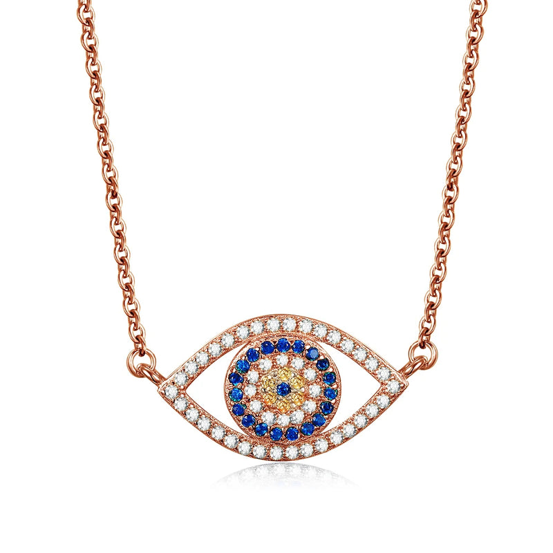 Kaletine 925 Silver Evil Eye Necklace Lucky Eyes Punk Pendant Necklaces