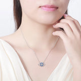 Kaletine 925 Silver Evil Eye Necklace Lucky Eyes Punk Pendant Necklaces