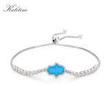 Kaletine Opal Gem Hamsa Bracelet Sterling Silver Charm Bangle KLTB019