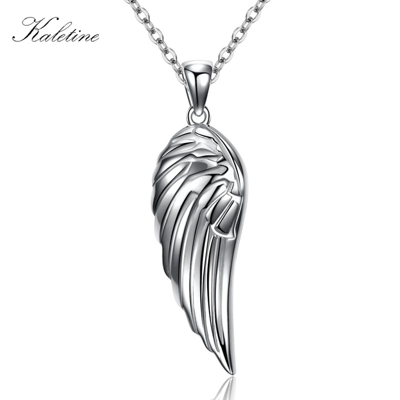 Kaletine Angel Wings Feather Pendant Necklace Full CZ Stone