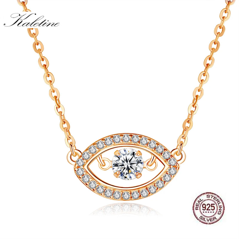 Kaletine Evil Eye Necklace 925 Sterling Silver Chain Fatima Rose Jewelry