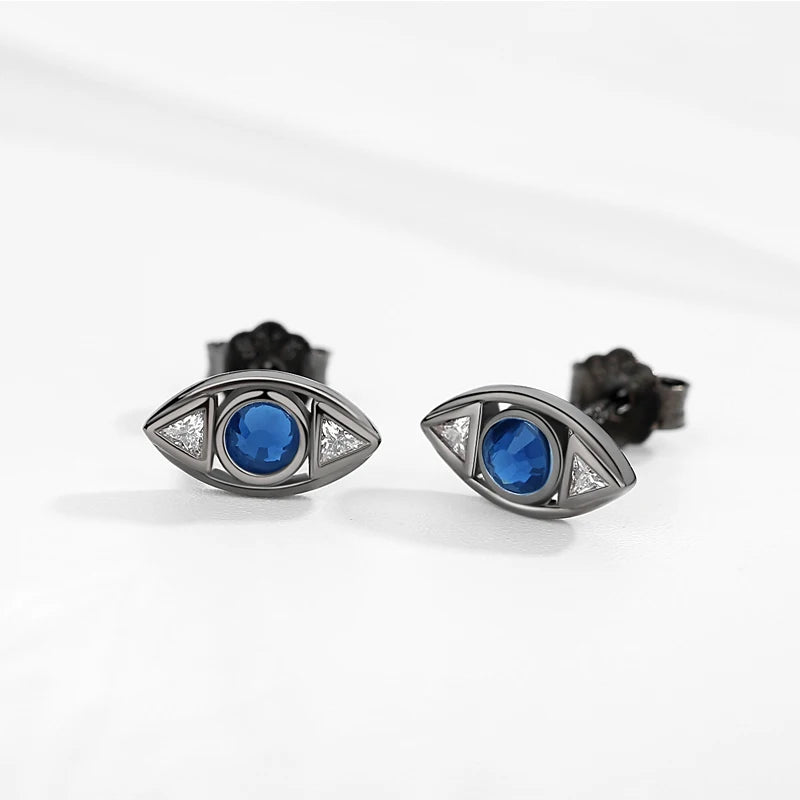 Kaletine Fatima Evil Eye Earrings 925 Sterling Silver Vintage Eye Stud Earrings