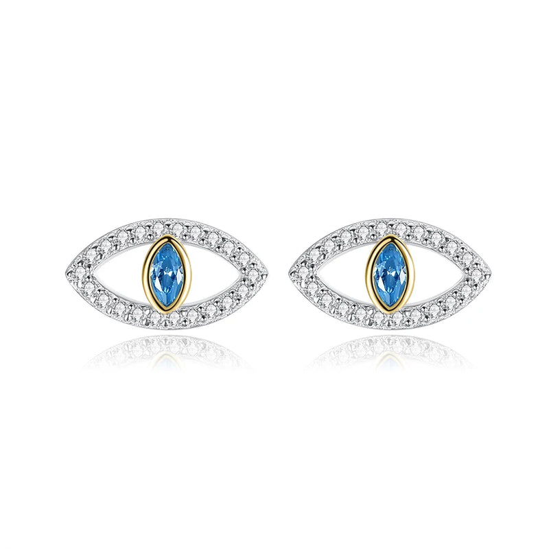 Kaletine Fatima Evil Eye Earrings 925 Sterling Silver Vintage Eye Stud Earrings
