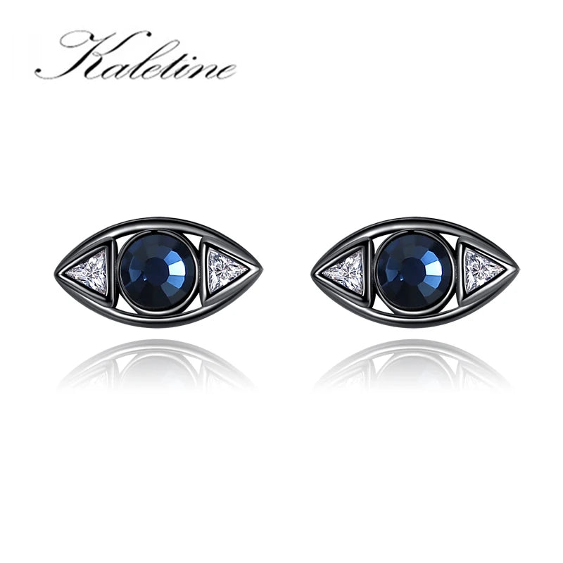 Kaletine Fatima Evil Eye Earrings 925 Sterling Silver Vintage Eye Stud Earrings