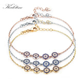 Kaletine 925 Silver Bracelet Evil Eye Zirconia Stone Yellow Rose Jewelry